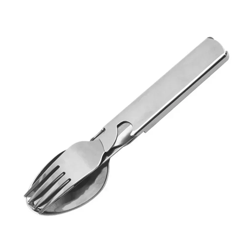 Stainless Steel Portable Outdoor Camping Multi-functional Combination Cutlery Knife and Fork Set Fan Fork and Spoon