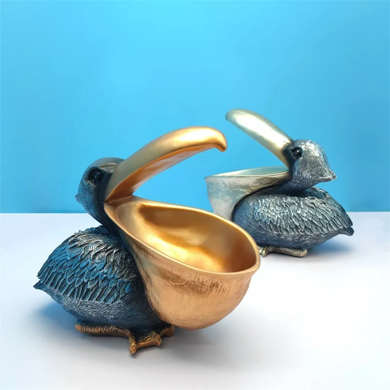 

22cm Resin Pelican Statue Key Candy Container for Home Decoration Accessories Storage Table Desk Decor Living Room
