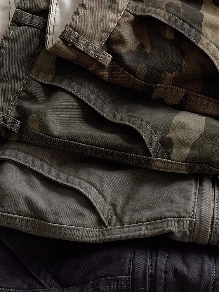 Retro Men's Multi Pockets Outdoor Jogger Pants Military Tactical Camouflage Cargo Pants Autumn Loose Casual Pants