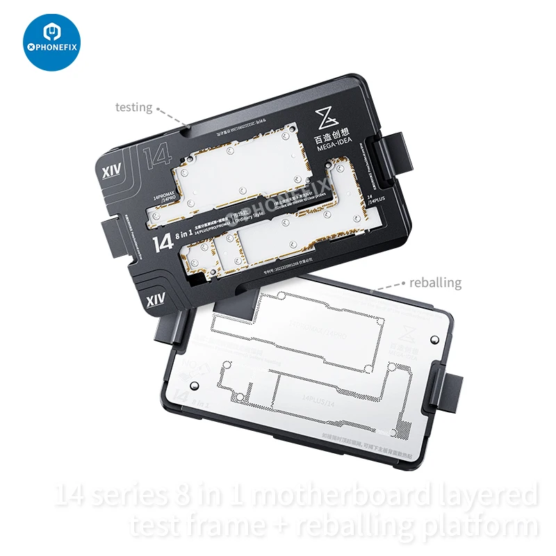 

Qianli Mega-Idea 8 in 1 iPhone 14/14P/14Pro/14Promax Motherboard Test Fixture Midboard Frame Holder with Tin Planting Platform