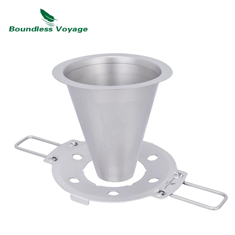 Boundless Voyage Titanium Coffee Filter Bracket Set Outdoor Camping Reusable Coffee Dripper Holder Lightweight Portable camping cookware,camping cookware set