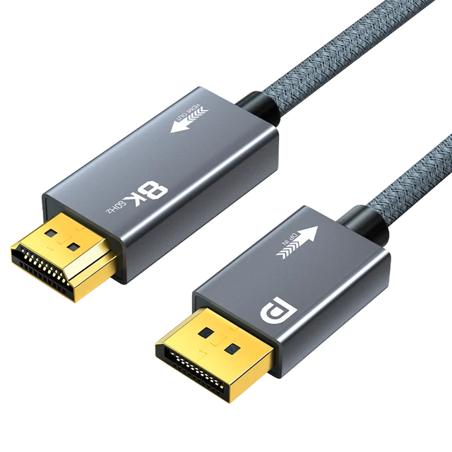 8k60hz dp to hdmi cables 2m audio video converter unidirectional