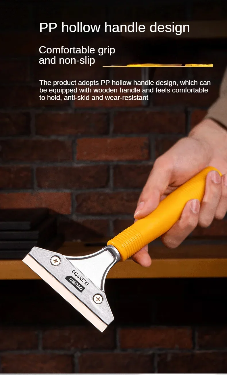 Description Picture 4 of itemDeli Stainless Steel Wallpaper Paint Tiles Flooring Scraper 600mm Remover Shovel With Blade Household Cleaning Tools