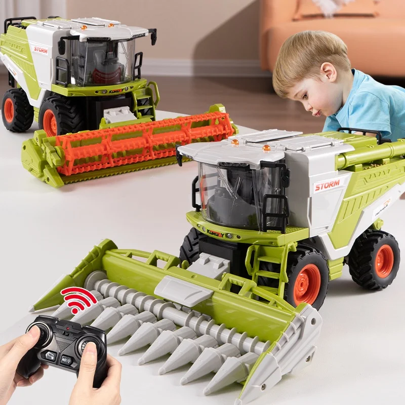 

New Farmer'S Car 1:24 Wheat Harvester Combination Multi-Feature Lights 6608 Wheat 6612 Corn Crop Harvester Children'S Gift Toys