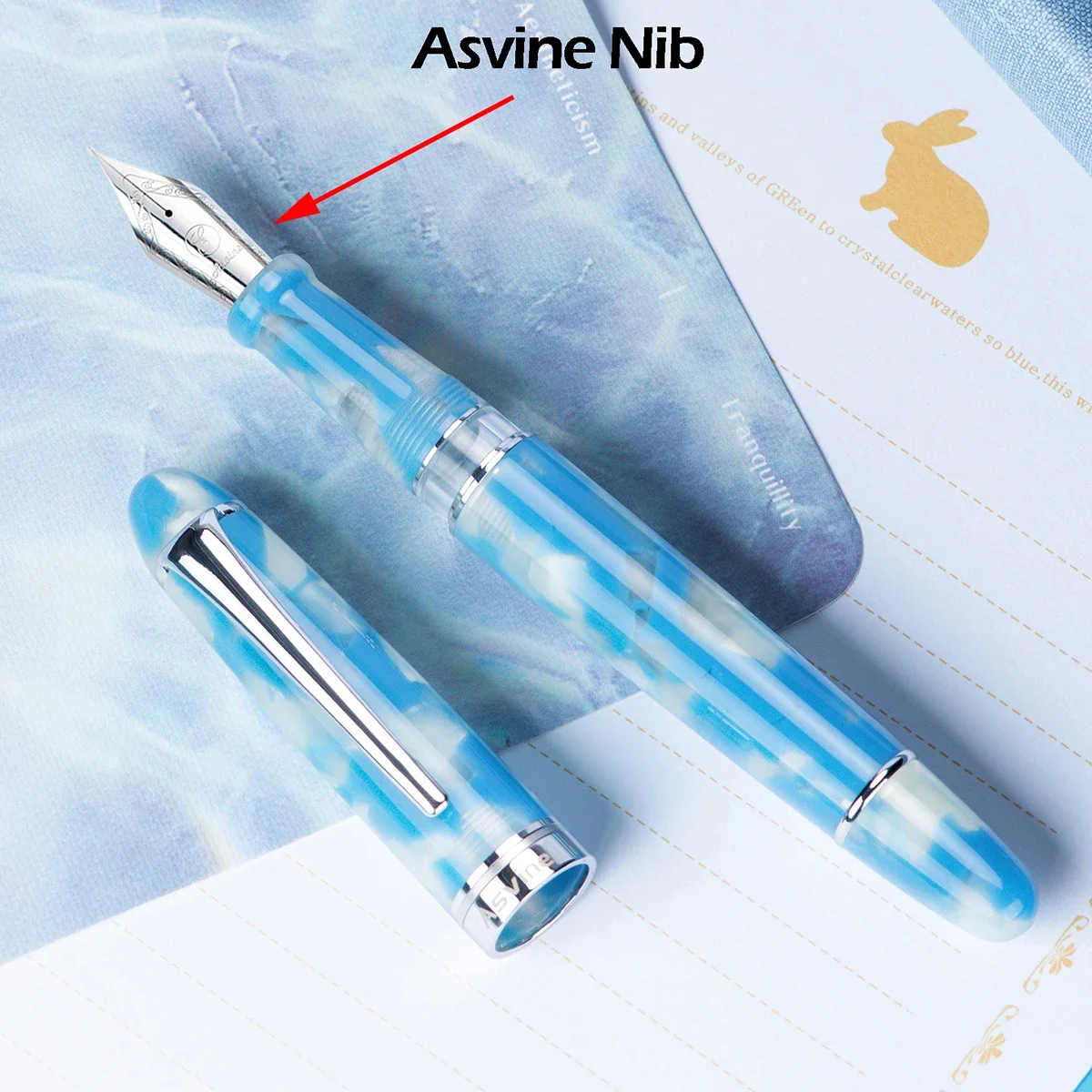 Asvine P50 Piston Fountain Pen Acrylic Bock / Asvine EF/F/M Nib Come with Wrench Tool Writing Office Business Pen