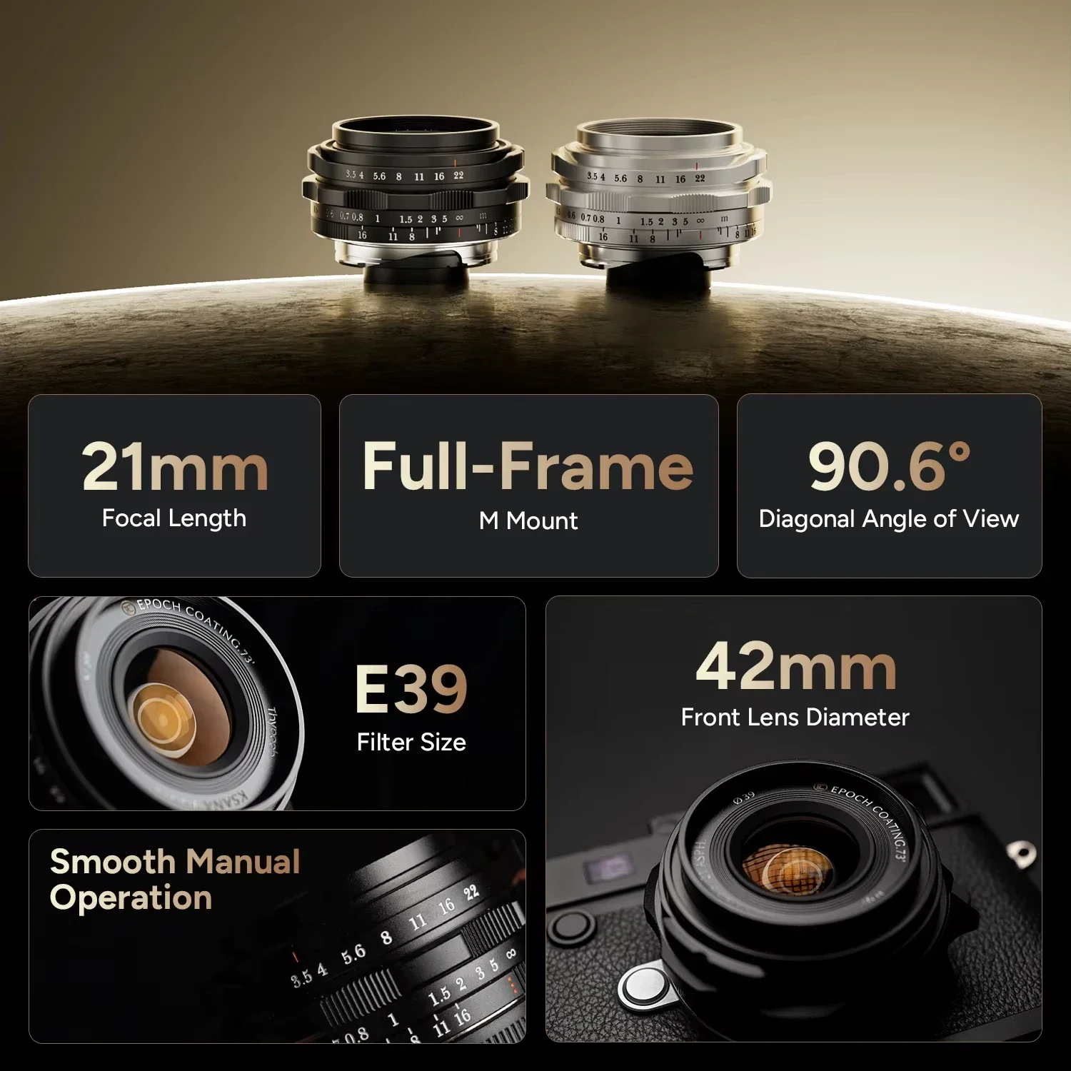 Thypoch Ksana 21mm F3.5 풀프레임 초광각 대구경 눈부심 방지 수동 초점 라이카 M 마운트 카메라용