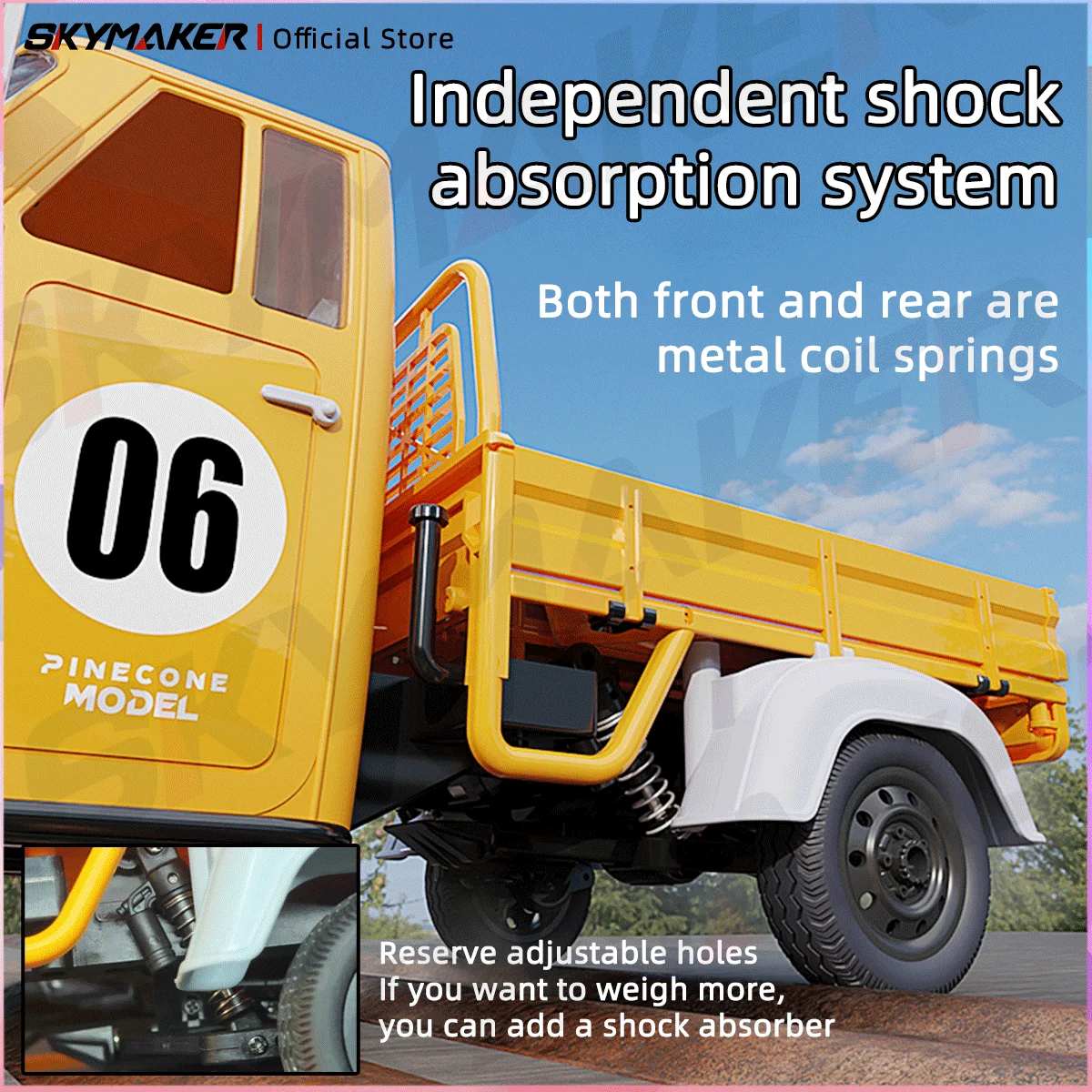 WPL WP22 1/10 무선 조종 삼륜 트럭 2.4GHz RTR 시뮬레이션 고속 후륜 구동 장난감 자동차 모델 (14세 이상)