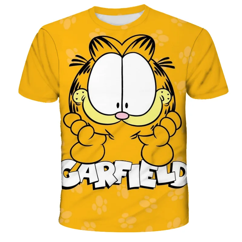 Новинка лета 2022 детская одежда милая мультяшная футболка Garfield крутая для малышей