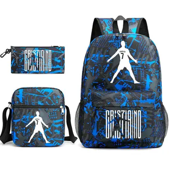 3pcs Simple Lightweight Backpacks CR7 Sports Casual Travel Outdoor Backpacks Teens Laptop Mochilas sac a dos 1