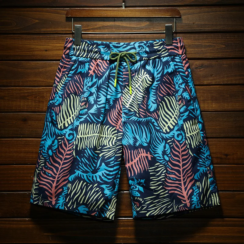 Summer Beach Shorts Men2024New Fashionable Color Pattern Loose Breathable Pants Outdoor Trendy Cropped Pants 3