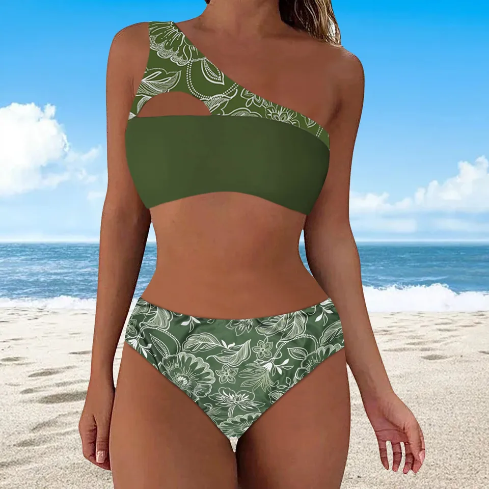 Reversible One Shoulder Matching Bikini Set