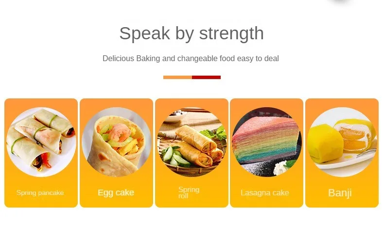Description Picture 5 of item110V 220V Electric Crepe Maker Breakfast Pizza Baker Pancake Baking Pan Non-stick Griddle Chinese Spring Roll Cooking Pan