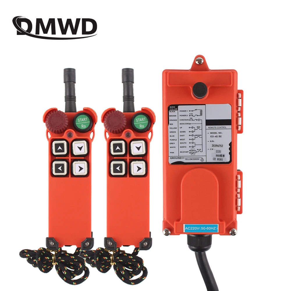 

F21-4S 2 Transmitters+1 Receiver 12-24V 220V 380V 36V Industrial Remote Controller Switches Crane Control Lift 4 Channel