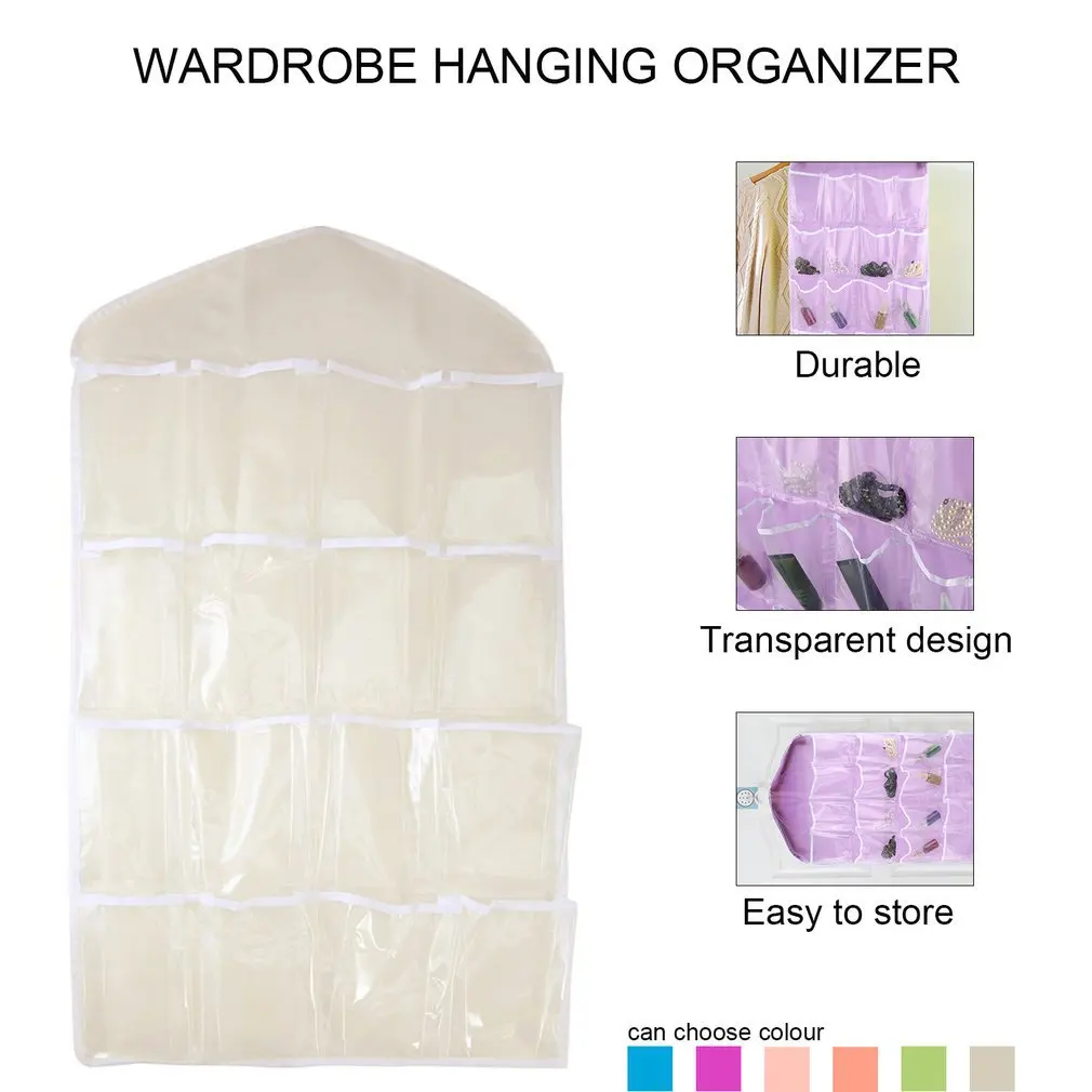 

1PCS 16 Pockets Wall Wardrobe Hanging Organizer Socks Underwear Sundries Sorting Storage Bags Bathroom storage accessories