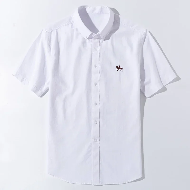 Large size men short sleeve shirt pure cotton oxford tops summer slim fit formal plain shirt Casual Shirts 6XL business casual short sleeved shirt short sleeved shirt