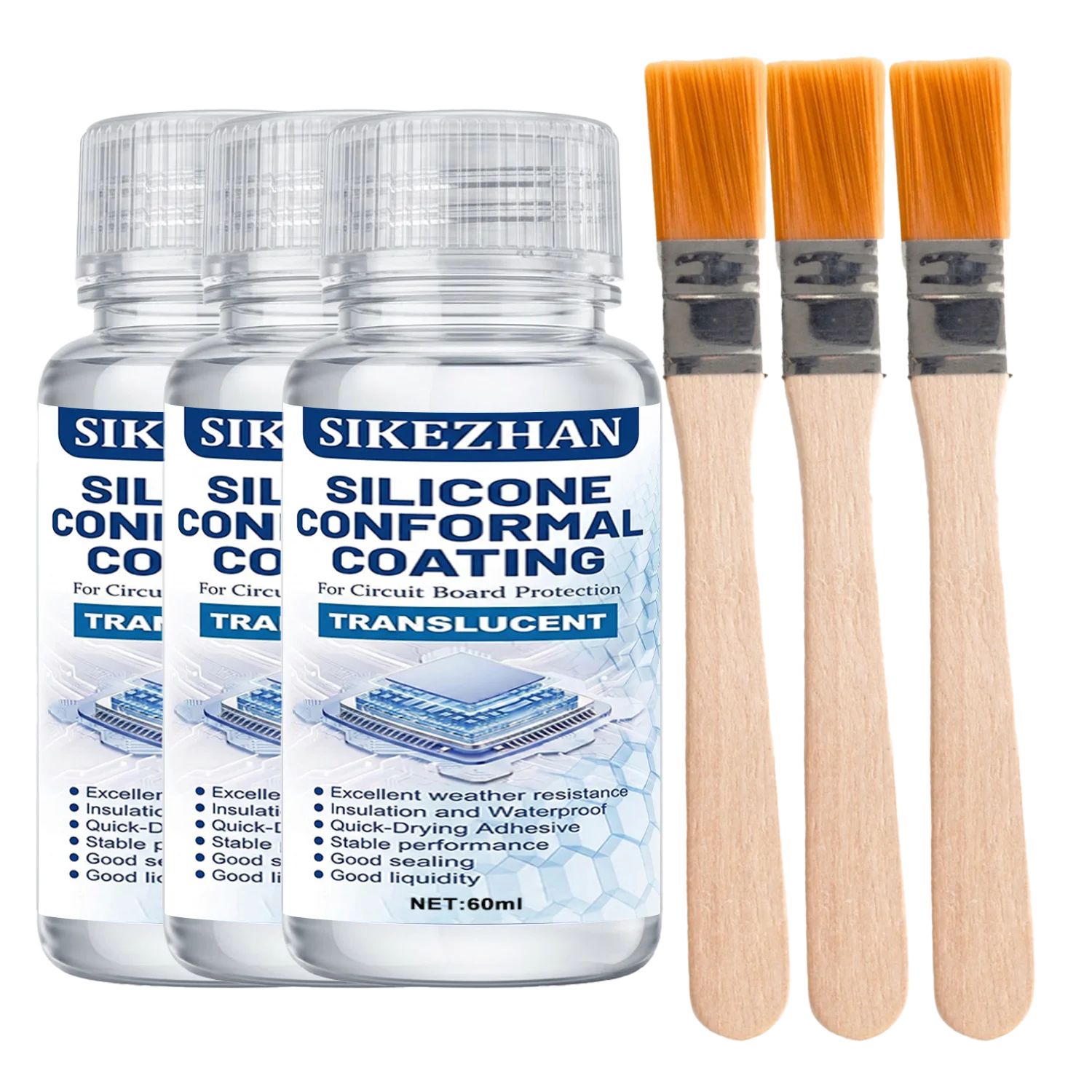 Waterproof Silicone Conformal Coating - Anti-corrosion and Insulating Varnish with Brush for Electronics