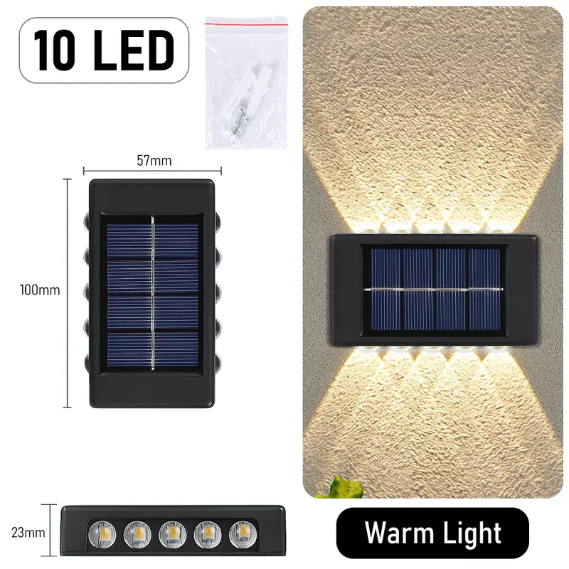 10 LED Solar Wall Lamp Outdoor Waterproof Solar Powered Light UP and Down Illuminate Home Garden Porch Yard Decoration - Image 15