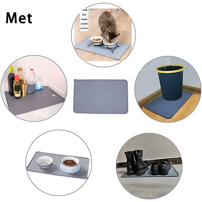 Dog Mat Waterproof Pet Mat Solid Color Silicone Pet Food Pad Bowl Drinking Feeding Placemat Easy Washing