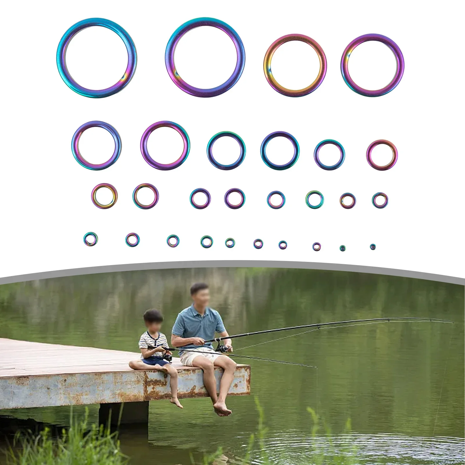 28pcs Ceramic Fishing Rod Wire Ring High Quaility O Ring Size 2#-30# Eye Ceramic Different Size Tip Repair Kit Fishing Tool