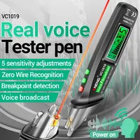 VC1019 Red Laser Test Pen Voice Broadcast Voltage Detector 12-1000V Volt Current Non-Contact Pen Electric Tester Meter Tool 1