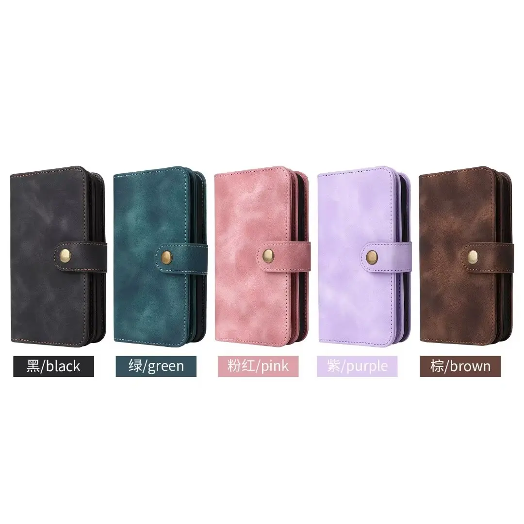 

Iphone 14 plus Leather Wallet card Zipper Magnetic Flip Case For Iphone 13 pro 12 mini 11 Pro max 8 7 6 SE 2020 X Xr XS max