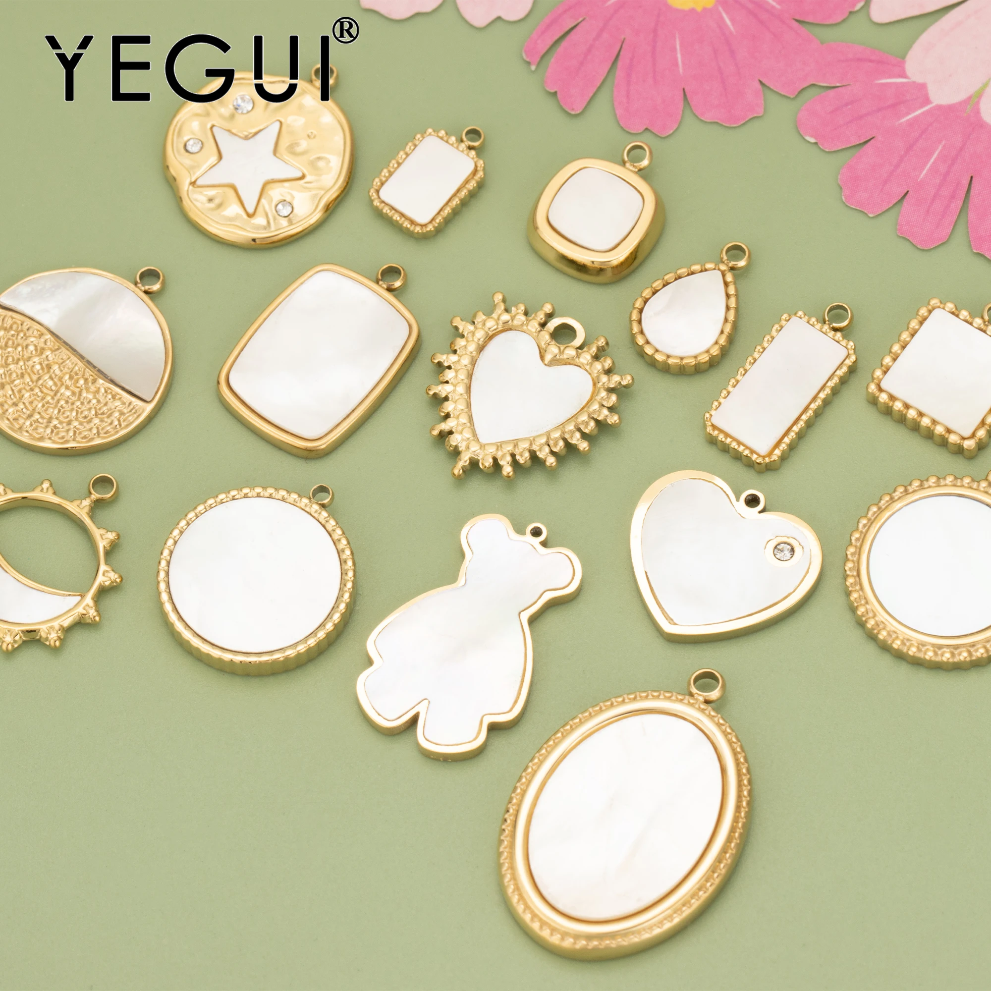 

YEGUI MC60,jewelry accessories,316L stainless steel,nickel free,natural shell,jewelry making,charms,diy pendants,1 piece/lot