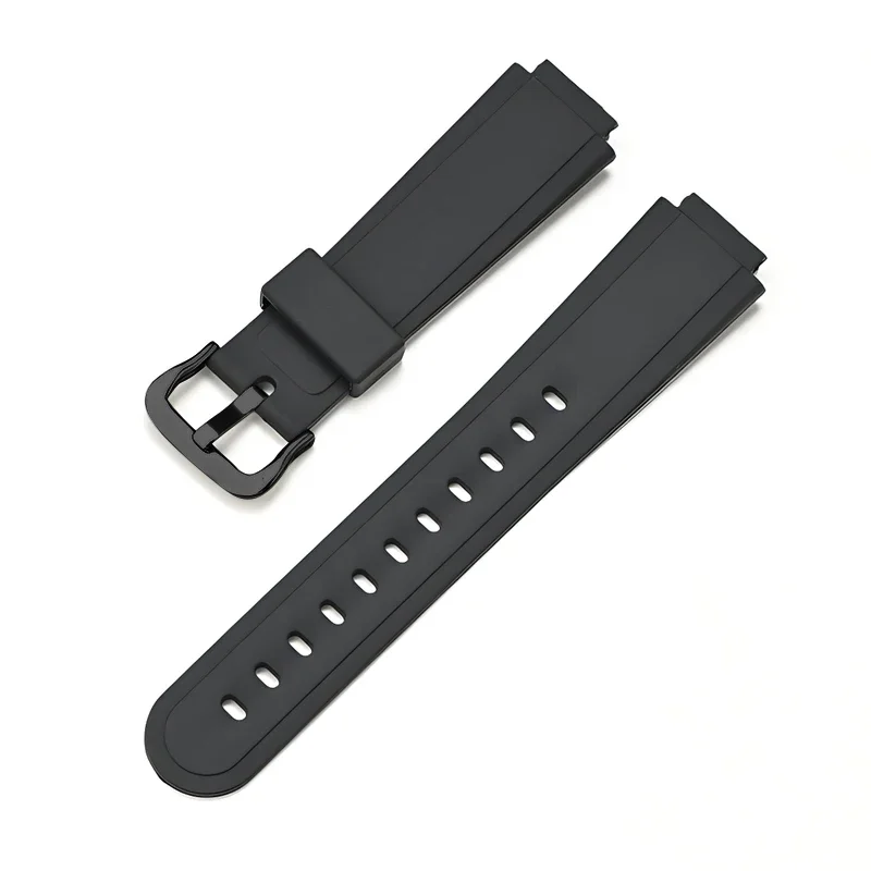 Black TPU Resin Watch Strap with Steel Pin Buckle