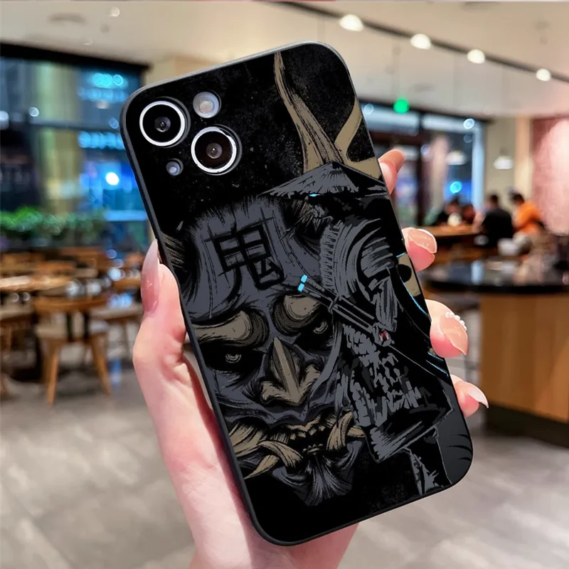 Ghost Face Samurai Shockproof Silicone Phone Case - Japan-Inspired Design