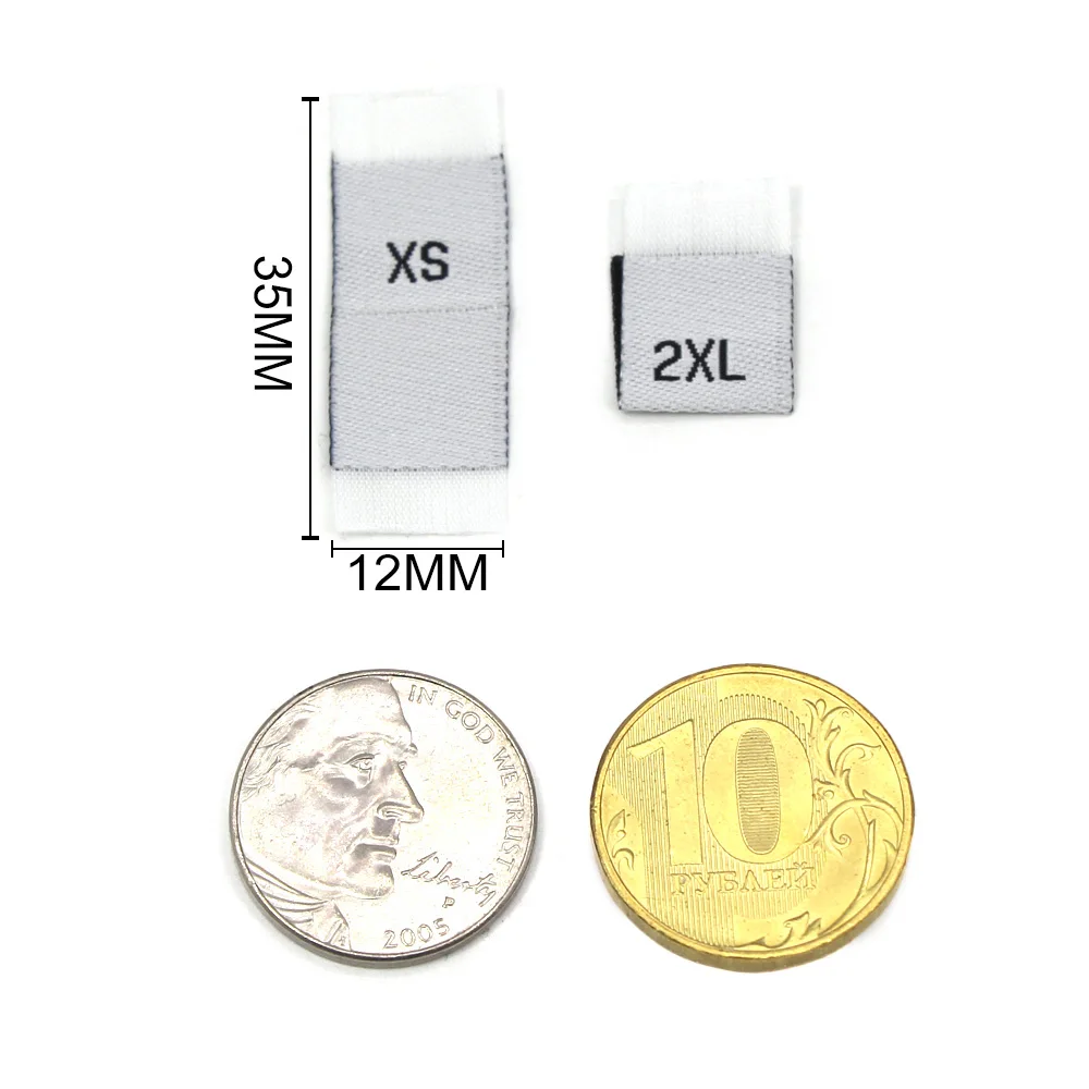 Clothing Labels Garment Labels Sewing Labels Black White Cloth Labels Cotton Size Tags Woven Labels For Fabric Garment Sewing Accessories XS S M L XL 2XL 3XL 4XL 100Pcs