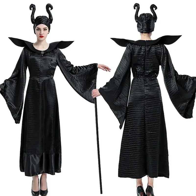 Disney Movie Costume Maleficent Per Le Donne Strega Maleficent Costume Cosplay Vestito Nero Casco Abiti Costumi Di Halloween Per Adulti