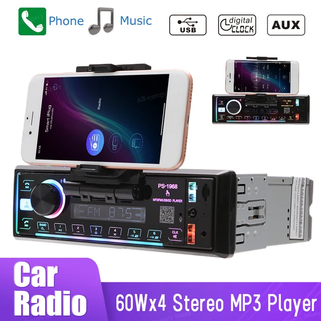 Car Radio with Bluetooth Hands-Free Kit - 50 W x 4 Bluetooth 5.0 Car Radio  1 DIN with App Remote Control Car Radio Stereo with MP3 Player TF USB AUX