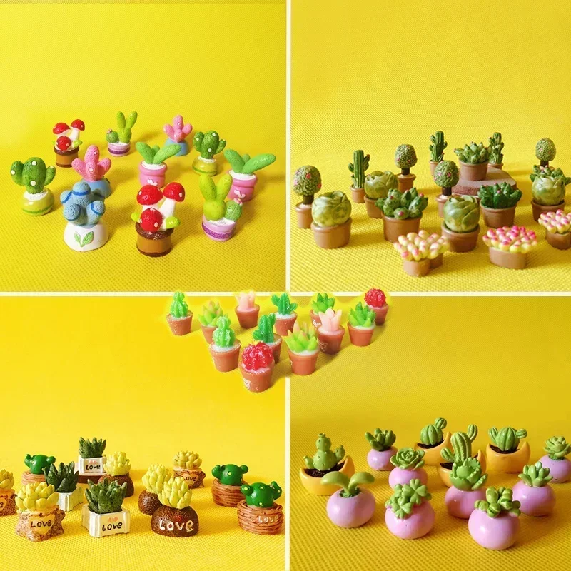 10 pcs Resin Succulents Plants Doll House Miniatures Fairy Garden Gnome Moss Terrarium Decor Crafts Bonsai ornament crafts,miniature figurines,resin ornaments,miniature ornament,resin crafts,resin succulent crafts