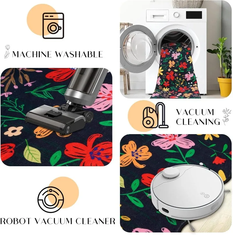 Floral Living Room Carpet Small Fresh IG Bedroom Rug Fashionable Machine Washable Non-slip Sofa Coffee Table Mats Ковер Tapis 러그