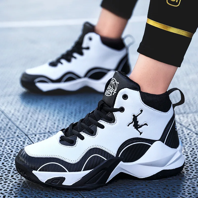 

High top men's shoes Basketball shoes leather sneakers