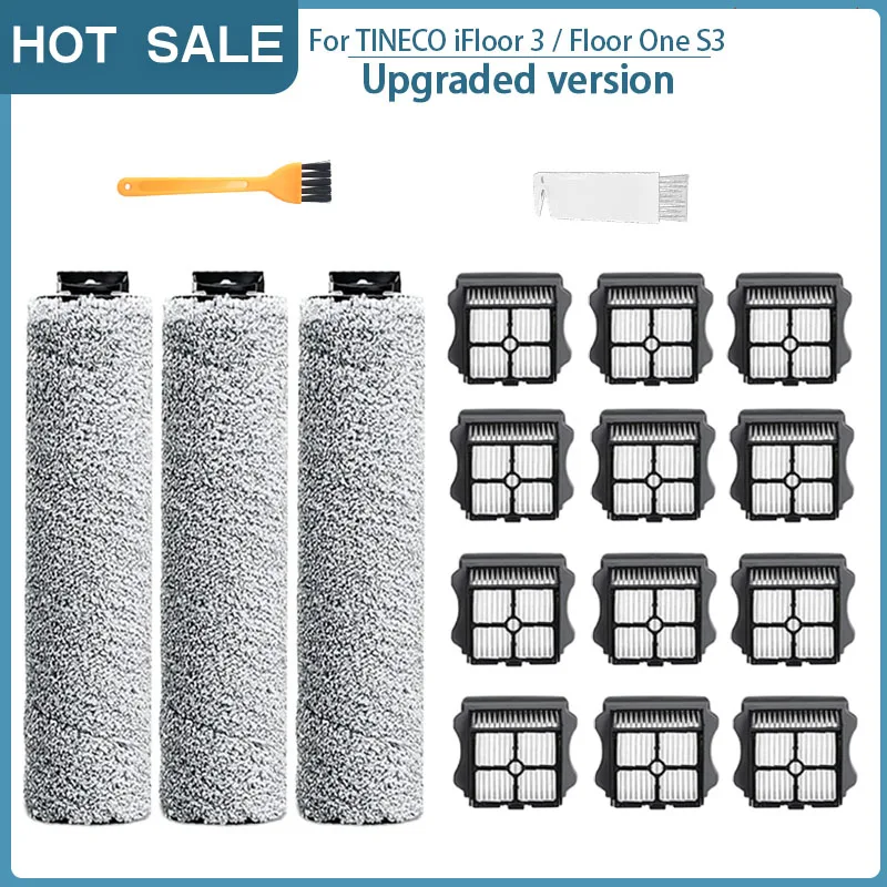 Cordless Floor Washer Replacement Roller Brush and HEPA Filter Accessories