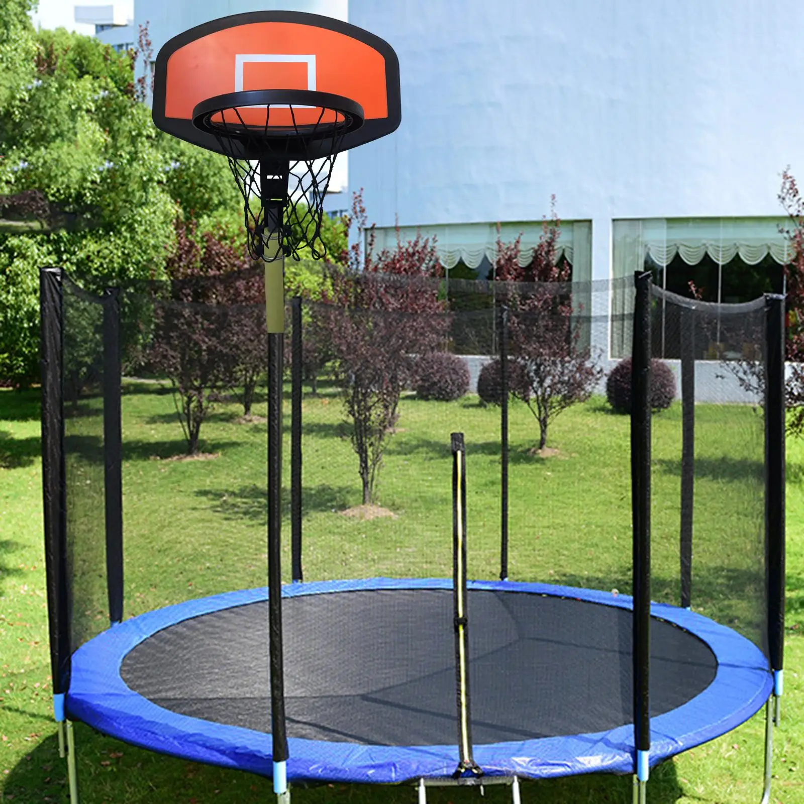 Trampoline Basketball Hoop Outdoor Sports Trampoline Attachment Basketball Backboard For Game Playing Curved Pole Dunking Indoor basketball hoop