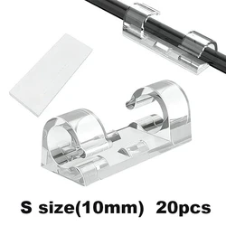 Self - Adhesive Cable Clips for Efficient Wire Management and Organization (S - 20Pcs - Clear)
