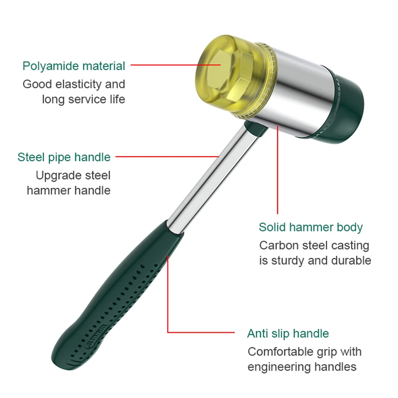 Installation Hammer Rubber Hammer Manual Tools WYNN'S Double-Faced Soft Rubber Hammer