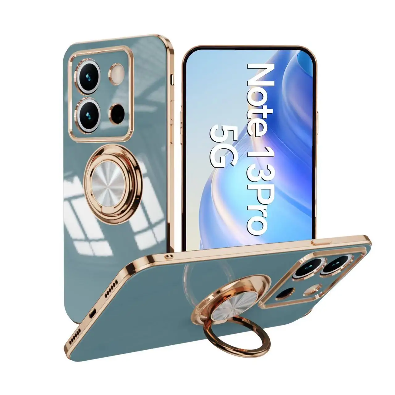 Luxury Plating Metal Ring Holder Phone Case with 360-Degree Protection