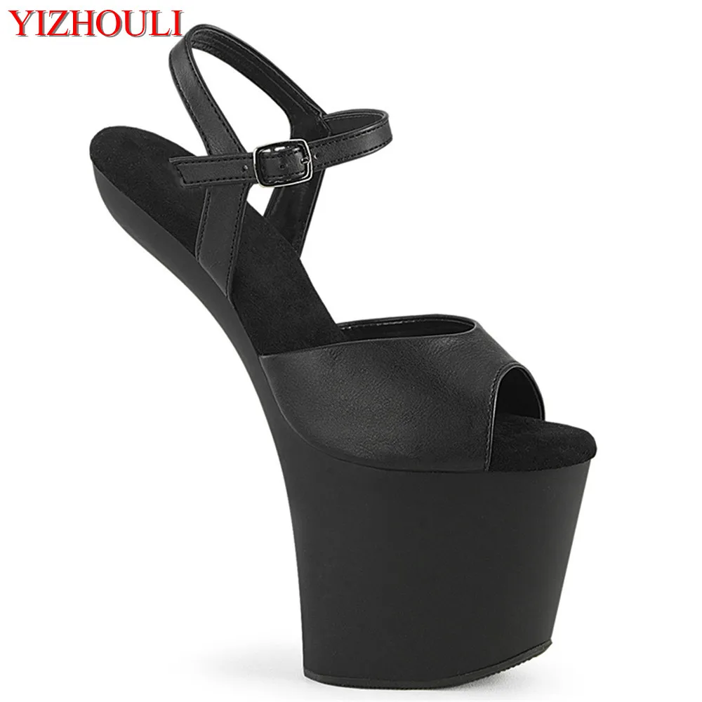 

20cm nightclub pole dancing shoes, patent leather fish mouth without heel, waterproof platform female model runway dance shoes