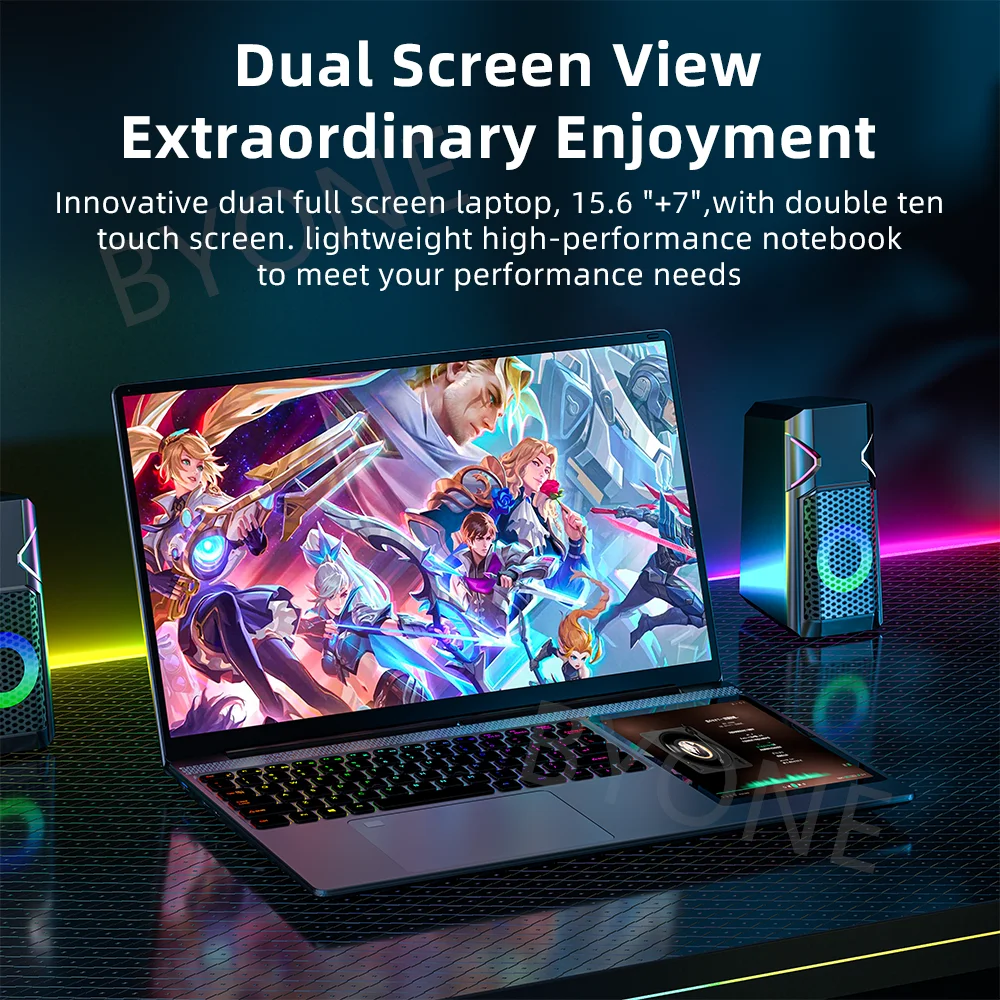 BYONE BY156 Dual Screen Laptop 15.6" IPS+7" Touch Screen 32G DDR4 2TB SSD Intel N100 Processor Windows11 Notebook Computer - Image 4