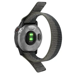 QuickFit 26 22mm Hook Loop Nylon Sport Woven Bracelet Strap - QuickFit 22mm (Black Gray)