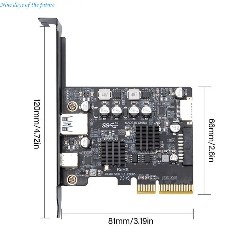 PCIE 4X 어댑터 확장 카드에 대한 10Gbps USB 3.2 커넥터 데스크탑 E65A용 10Gbps 데이터 전송 유형 C 어댑터 카드