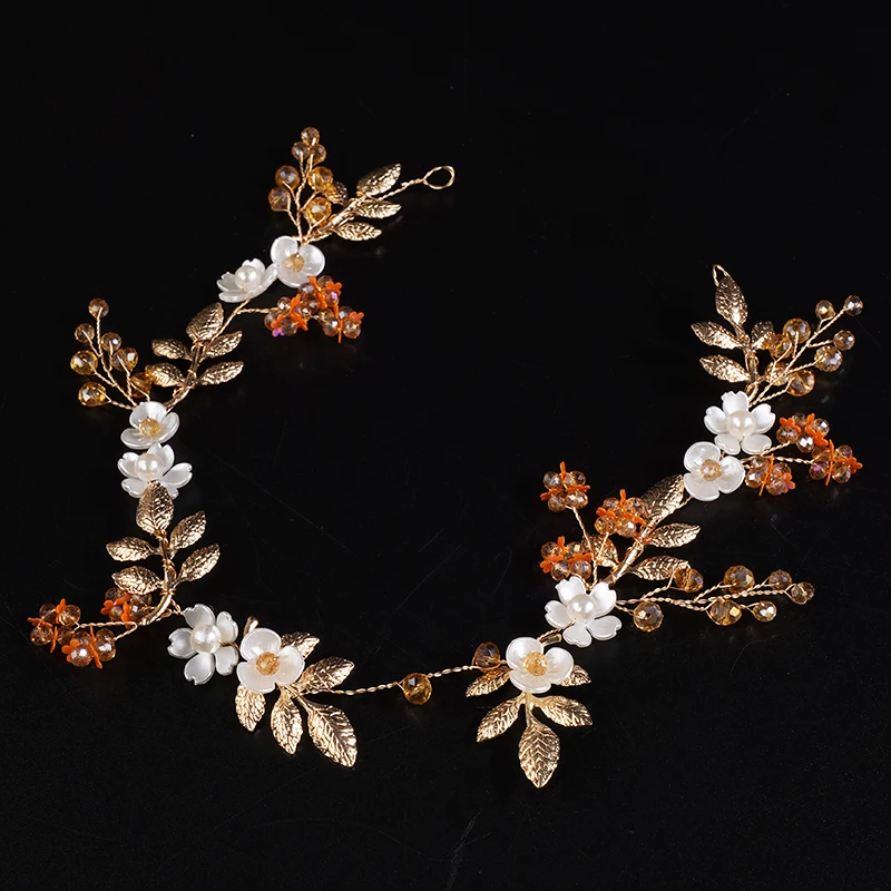 Handmade Vintage Gold Silver Leaf Floral Bridal Headband Women Wedding Hair Accessories Headdress Party Headpiece Jewelry Tiara