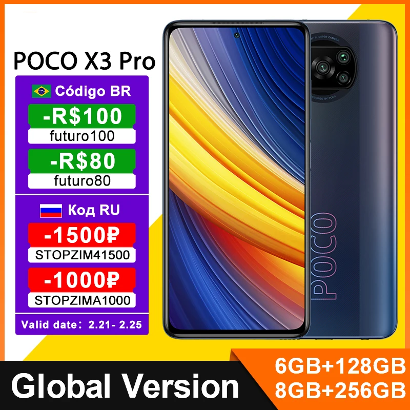 Глобальная версия POCO X3 Pro NFC 6 ГБ 128 ГБ/8 256 Гб мобильный телефон Snapdragon 860 120 Гц Dot Display