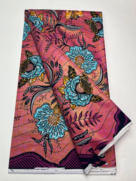 New Pagne African Grand Wax Fabric Glitter Golden Wax Ankara Batik Print Cotton Material Nigeriano Di Buona Qualità Per Cucire L'Uniforme