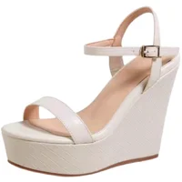 Size 31-43 Summer New Wedge 10cm High Heel Platform Shoes Black Women's Sandals Open Toe Heels - Image 2