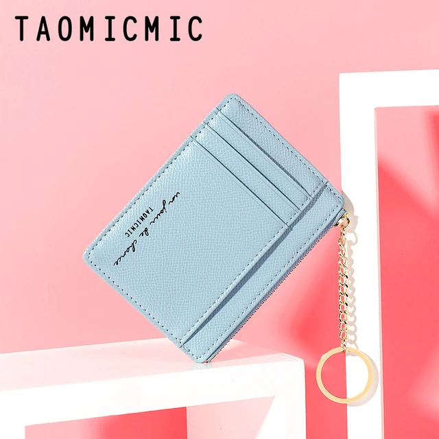 Multi pocket Leather Zipper Coin Purse Women Multifunctional Card Wallet  with Keyring Credit Card Holder Bag Men Mini Wallets - AliExpress