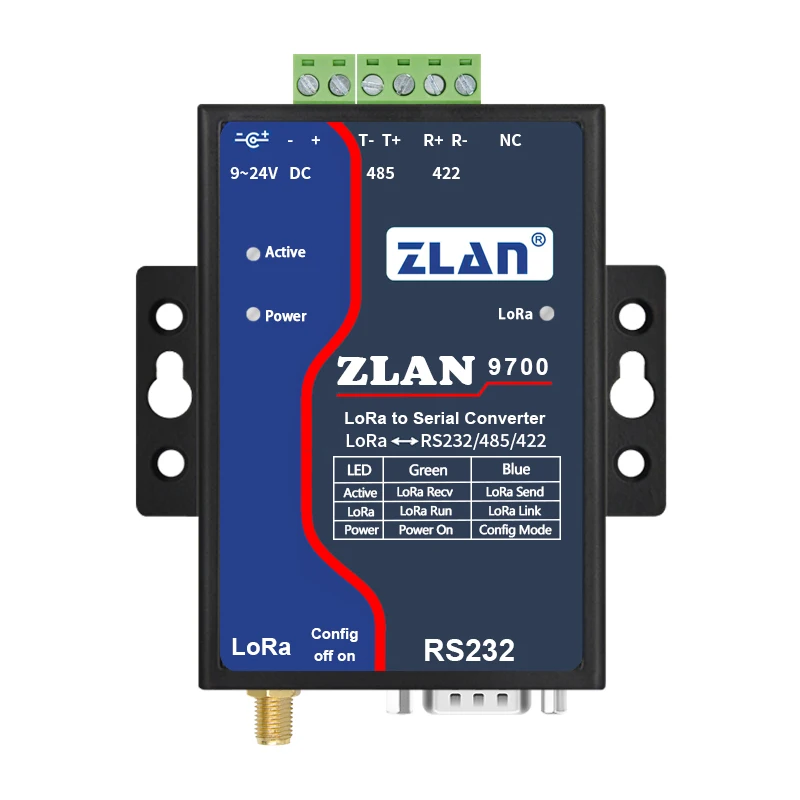 

Беспроводной модуль lora serial RS232 RS485 RS422 для преобразователя loRa ZLAN9700