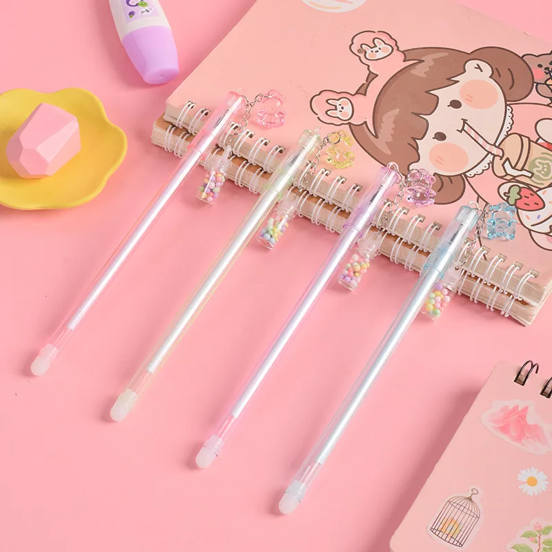 Gel Pens Erasable Neutral Pens Erasable Gel Pens Erasable Pens 1 Piece Lytwtw's Stationery Cute Drifting Bottle Bear Pendant Gel Pen School Office Supplies Creative Sweet Lovely Erasable Pen